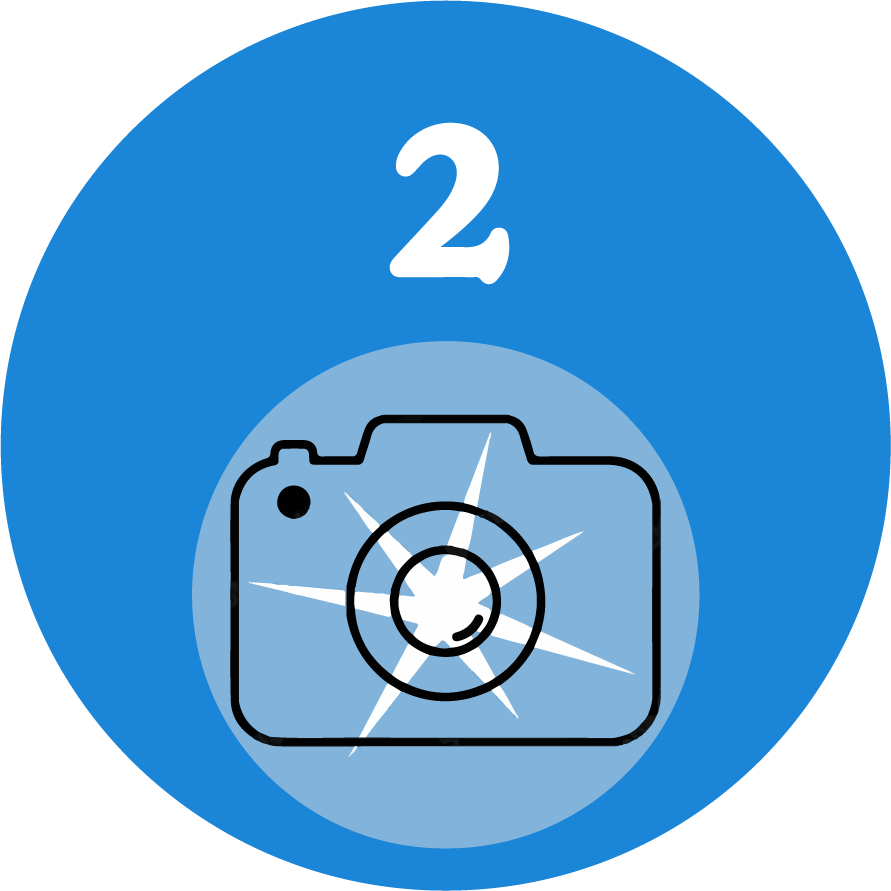 Blue icon showing a camera with a number 2 above it.